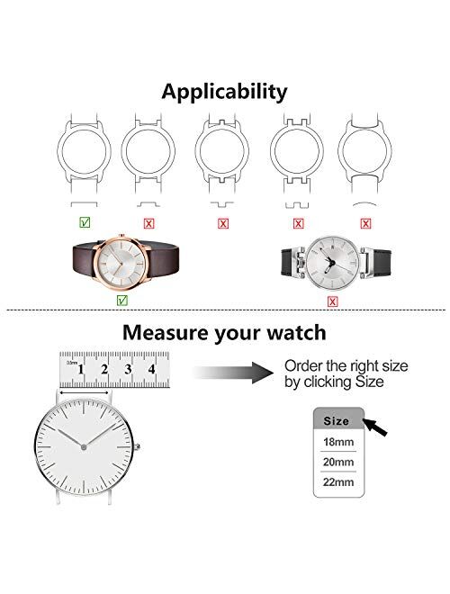 3 Colors Burnished Leather Watch Band 18mm/20mm/22mm, Fullmosa Quick Release YOLA Watch Strap with D-Shape Buckle for Men Women