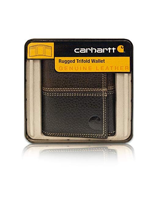 Carhartt Men's Trifold Wallet, rugged brown/black, ONE SIZE