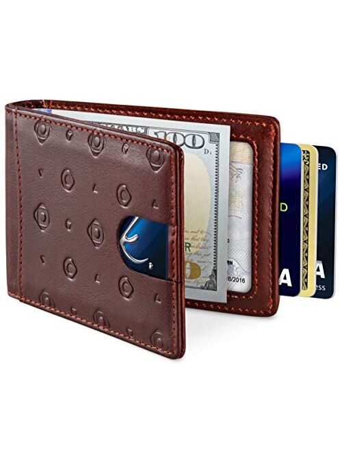 Travel Wallet RFID Blocking Bifold Slim Genuine Leather Thin Minimalist Front Pocket Wallets for Men with Money Clip - Made From Full Grain Leather (Chocolate 1.0)