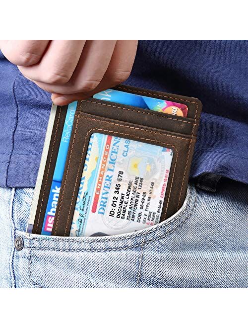 Kinzd Slim Minimalist Wallet RFID Front Pocket Wallet Thin Credit Card Holder for Men