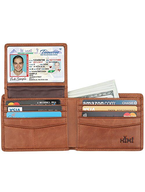 Buy HIMI Wallet for Men-Genuine Leather RFID Blocking Bifold Stylish ...