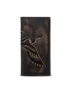 HOJ Co. DUCK Long Bifold Wallet | Full Grain Leather With Hand Burnished Finish | TALL Wallet | Rodeo Wallet | Duck Hunter Gift