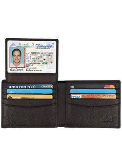 Wallet for Men-Genuine Leather RFID Blocking Bifold Stylish Wallet With 2 ID Window (Coffee-Pebble Leather)