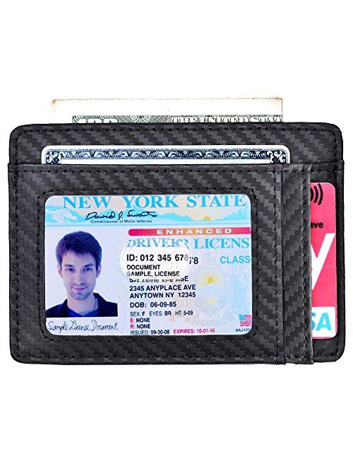 Slim Minimalist Wallet RFID Front Pocket Wallet Thin Credit Card Holder for Men Women