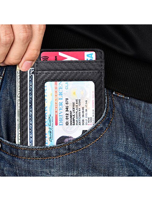 Slim Minimalist Wallet RFID Front Pocket Wallet Thin Credit Card Holder for Men Women