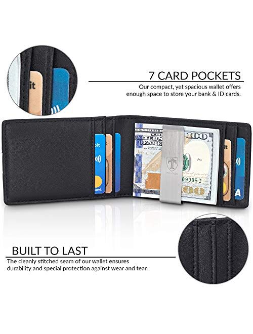 TRAVANDO Money Clip Wallet ATLANTA Mens Front Pocket Slim RFID Blocking - Credit Card Holder - Mini Bifold