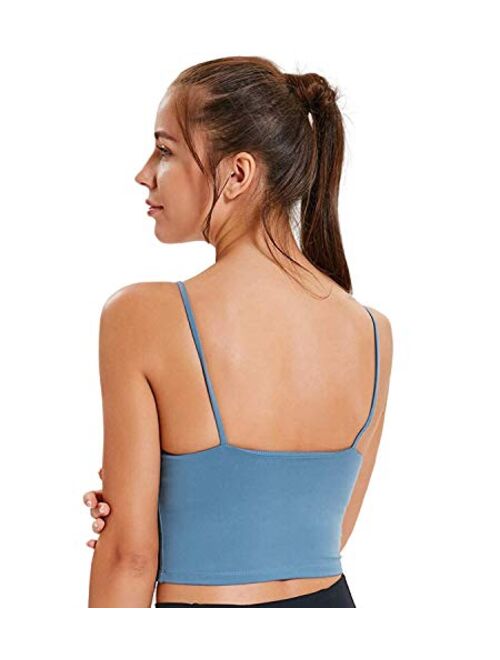 Arlumi Longline Camisole Crop Womens Tank Tops Wireless Seamless Sport Bra Yoga Workout Shirt for Teen Girl