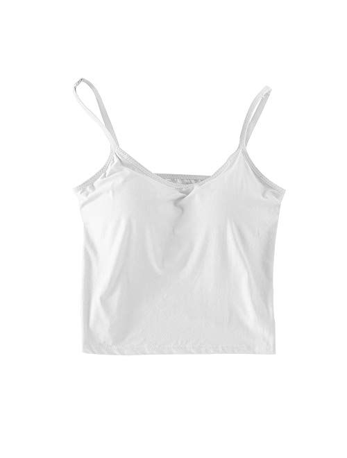 Women Built-in Padded Camisole Yoga Bra Longline Adjustable Shirts Sleeveless Fitness Crop Tank Top