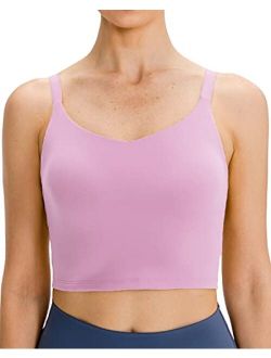 Lavento Women's Longline Sports Bra Yoga Camisole Crop Top with Built in Bra