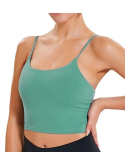 Lavento Women's Longline Sports Bra Yoga Camisole Crop Top with Built in Bra