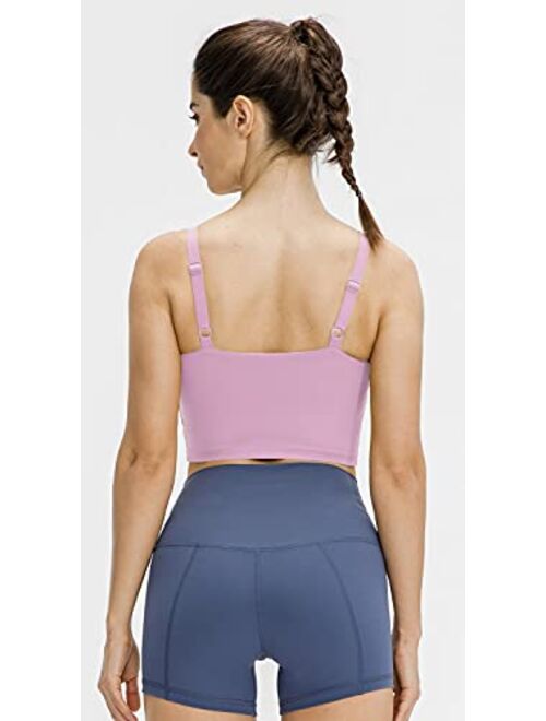 Lavento Women's Longline Sports Bra Yoga Camisole Crop Top with Built in Bra