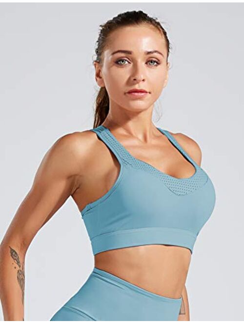Women High Impact Sports Bra Removable Padded Strappy Workout Running Gym Yoga Top