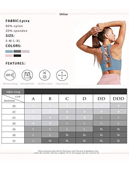 Women High Impact Sports Bra Removable Padded Strappy Workout Running Gym Yoga Top