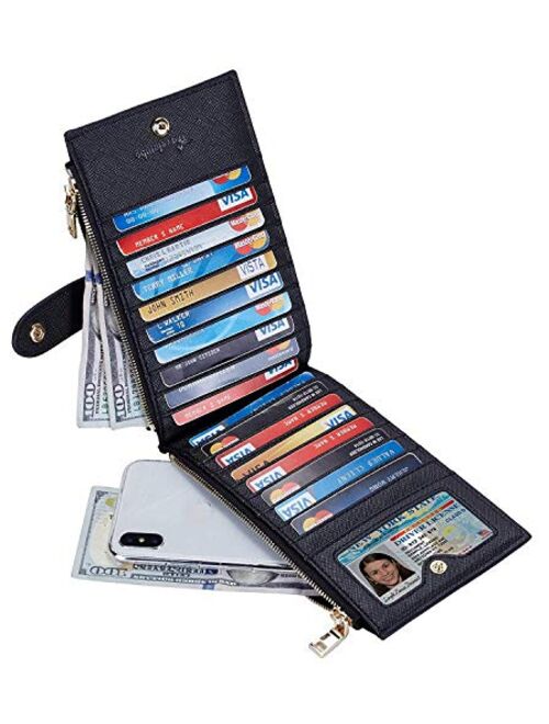 Travelambo Walllet RFID Blocking Bifold Multi Card Case Wallet with Zipper Pocket 