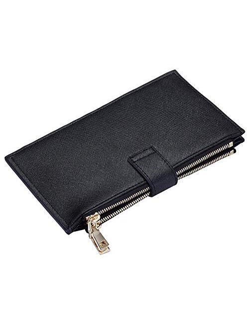 Travelambo Walllet RFID Blocking Bifold Multi Card Case Wallet with Zipper Pocket 