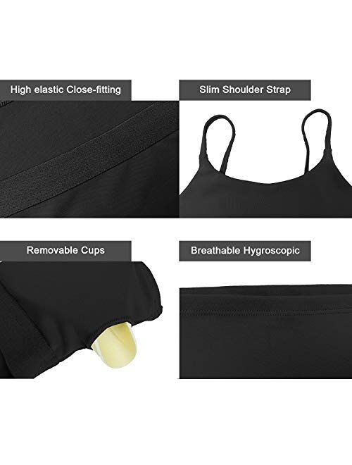 GEARDON Sleeveless Crop Camisole Tank Tops Sport Bra Seamless Cami Workout Shirts with Shelf Built Bra for Women/Girl Gym