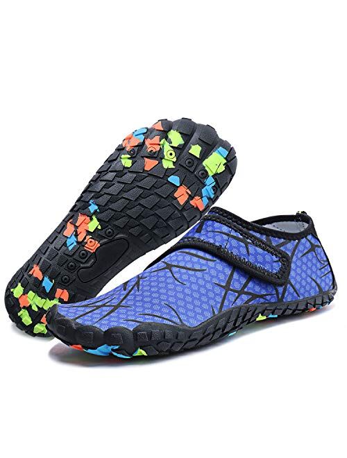 PENGCHENG Mens Womens Water Sports Shoes Quick-Dry Lightweight Barefoot Wide Feet Toe Solid Drainage Sole for Swim Diving Surf Aqua Pool Beach Jogging Trip
