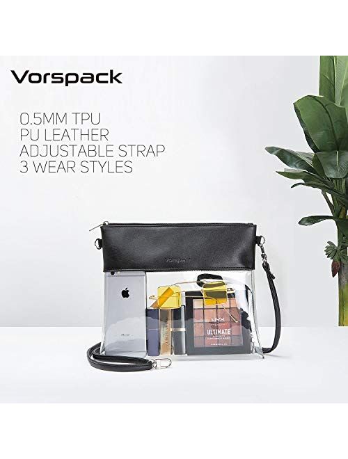 Vorspack Clear Crossbody Purse Stadium Approved PU Leather Clear Concert Bag
