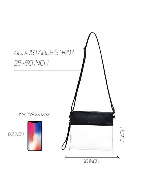 Vorspack Clear Crossbody Purse Stadium Approved PU Leather Clear Concert Bag