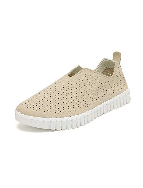 DREAM PAIRS Womens Lightweight Leather Perforated Soft Flat Loafer Shoes