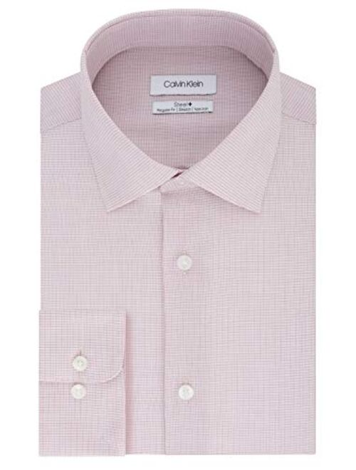 Calvin Klein Men's Dress Shirt Regular Fit Non Iron Stretch Check