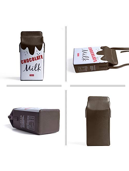 LUI SUI Girls Fruits Banana Strawberry Milk Box Cross Body Purse Bag Women Phone Wallet Shoulder Bags