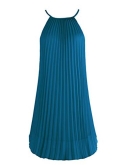 Ellames Women's Summer Spaghetti Strap Pleated Casual Swing Midi Dress with Belt