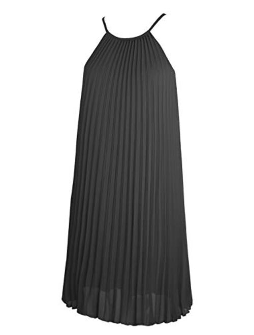 Converse Ellames Women's Summer Spaghetti Strap Pleated Casual Swing Midi Dress with Belt