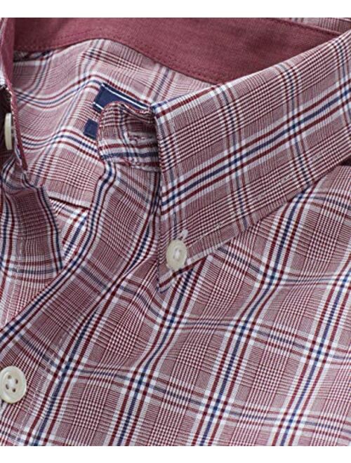 IZOD Men's Button Down Long Sleeve Stretch Performance Plaid Shirts