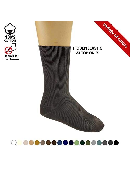 SOK 100% Cotton Socks - Men's 3-pair pack Thin - HIDDEN ELASTIC AT TOP ONLY