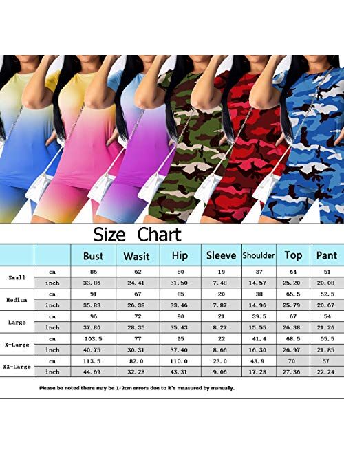 Nimsruc Women's 2 Piece Outfits Summer Casual Print Bodycon Shorts Pant Set 
