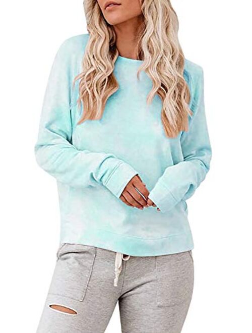 Laseily Women's Tie Dye Sweatshirts Oversized Long Sleeve Crewneck Loose Fit Casual Pullover Shirts Tops
