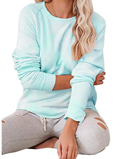 Laseily Women's Tie Dye Sweatshirts Oversized Long Sleeve Crewneck Loose Fit Casual Pullover Shirts Tops