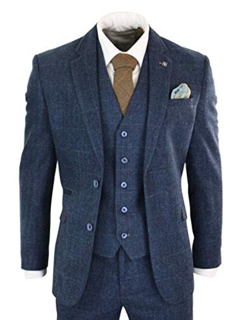 TruClothing.com Mens Wool 3 Piece Suit Double Breasted Waistcoat Tweed Peaky Blinders 1920s