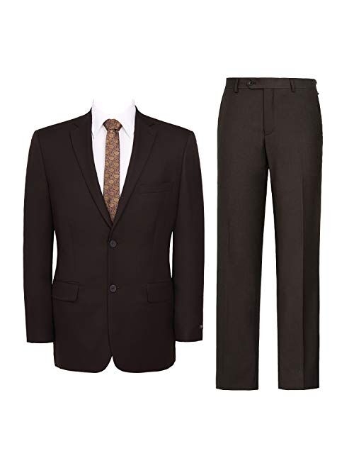 Pio Lorenzo Men's 2-Piece Classic Fit Solid Color Single Breasted 2 Buttons Suit