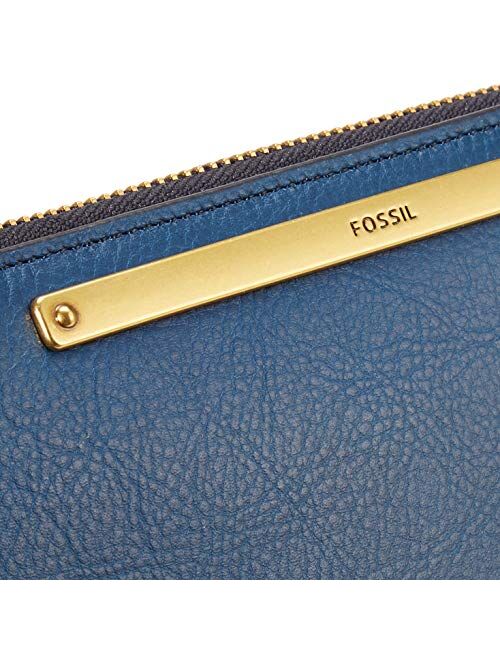 Fossil Leather Liza Zip Around Clutch Wallet With Retractable Wristlet Strap