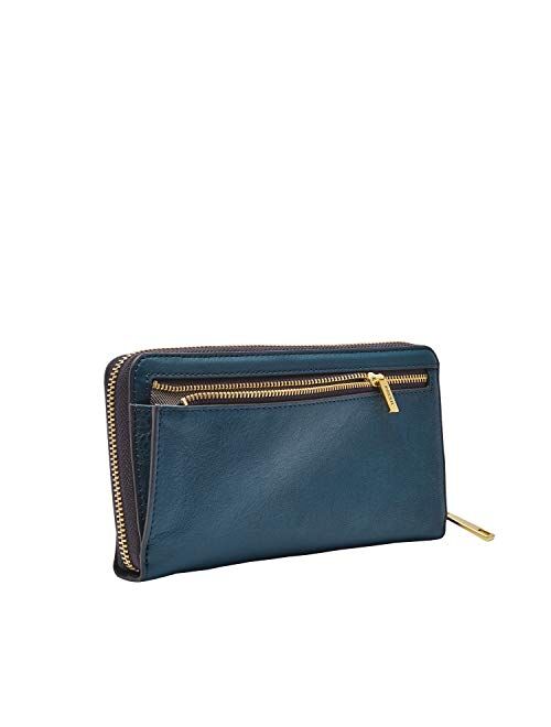 Fossil Leather Liza Zip Around Clutch Wallet With Retractable Wristlet Strap