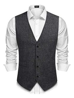 Men's Casual Business Vests Lightweight Waistcoat Slim Fit Suit Vest