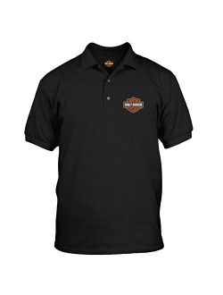 Harley-Davidson Military - Men's Short Sleeve, 3-Button Black Polo Shirt - Bar & Shield | Overseas Tour