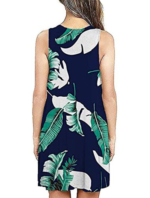 MISFAY Women's Summer Casual T Shirt Dresses Beach Cover up Plain Tank Dress with Pockets