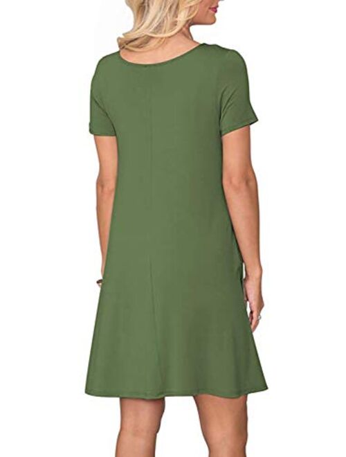 FZ FANTASTIC ZONE Women's Casual Summer T Shirt Dresses Short Sleeve Swing Dress with Pockets