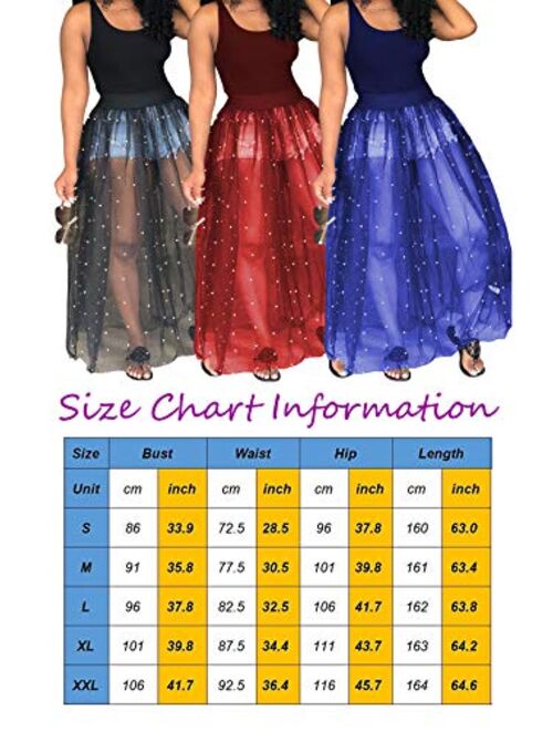 HOTGIRL Women's Maxi Dress Sheer Beach Cover Up Plus Size Casual Summer See Through Dresses for Women Sexy Clubwear Mesh