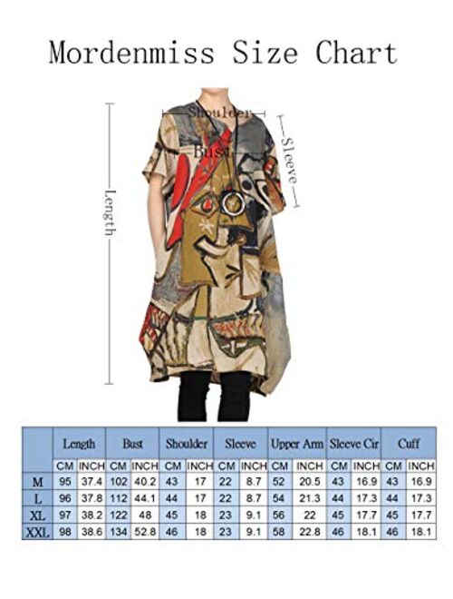 Mordenmiss Women's Summer Abstract Printing Baggy Dress with Pockets