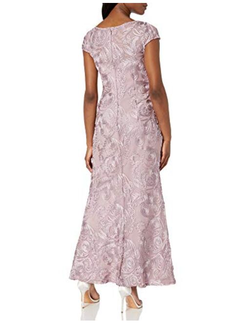 Alex Evenings Women's Long A-line Rosette Dress