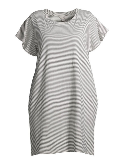 Terra & Sky Women's Plus Size Everyday Flutter Sleeve T-Shirt Dress