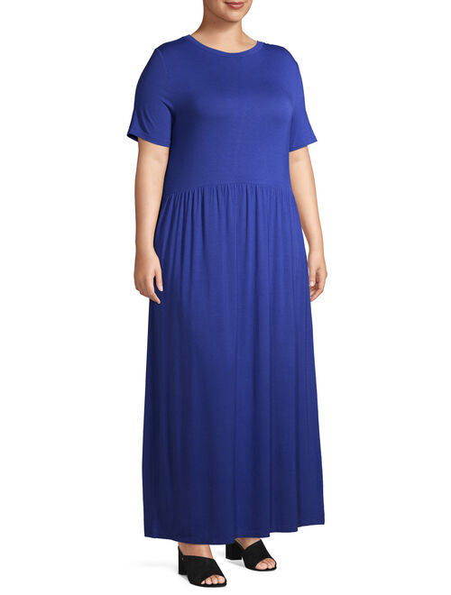 Terra & Sky Women's Plus Size Maxi Dress with Pockets