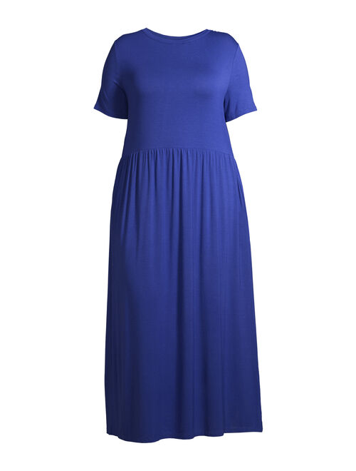 Terra & Sky Women's Plus Size Maxi Dress with Pockets