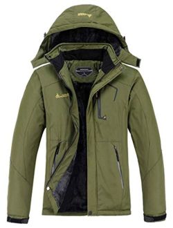 Olive Solid Hooded Long Sleeve Ski Jacket