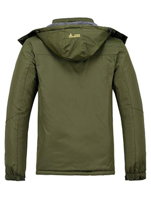 MOERDENG Olive Solid Hooded Long Sleeve Ski Jacket