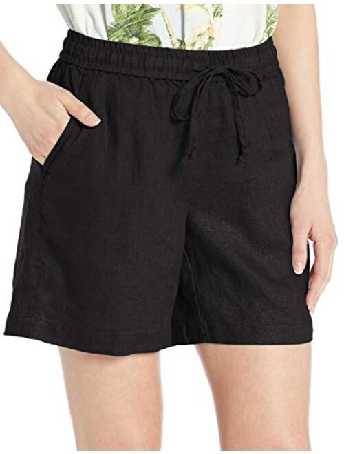 Amazon Brand - 28 Palms Women's 6" Inseam Linen Short with Drawstring